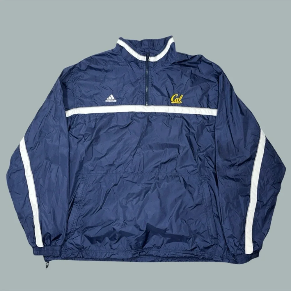 Adidas Cal Berkeley Golden Bears Windbreaker Jacket Men's 3XL Navy Blue Pullover